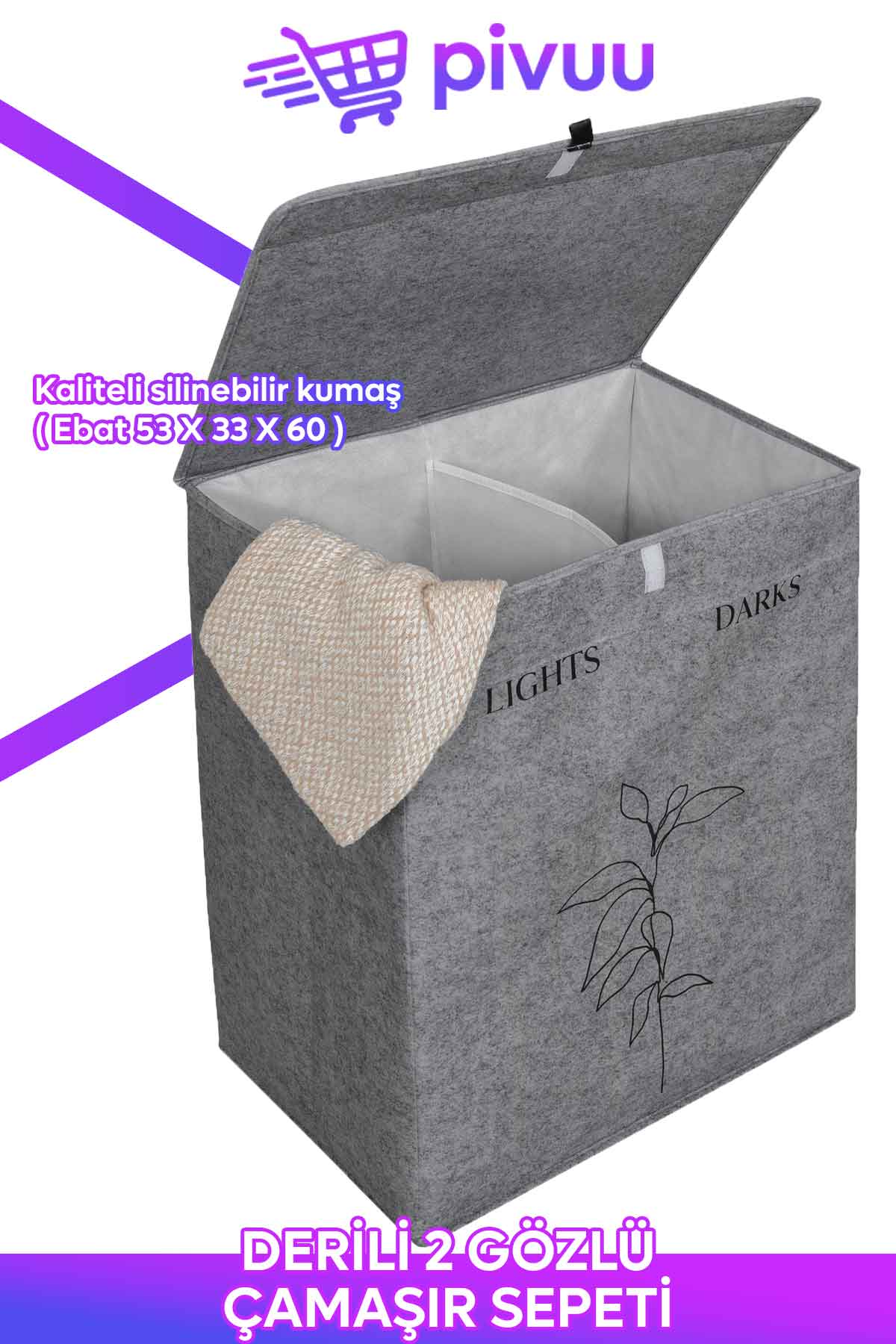 DERİLİ İKİ GÖZLÜ ÇAMAŞIR SEPETİ
